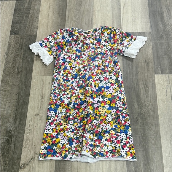 🍁Floral Short Sleeve Dress with Lace Trim - Picture 1 of 3
